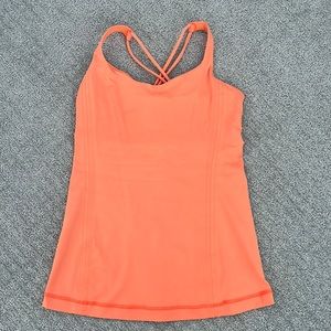 Orange Lululemon Cross Back Tank Top